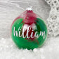 Personalised My First Christmas Green & Red Feather Filled Glass Bauble