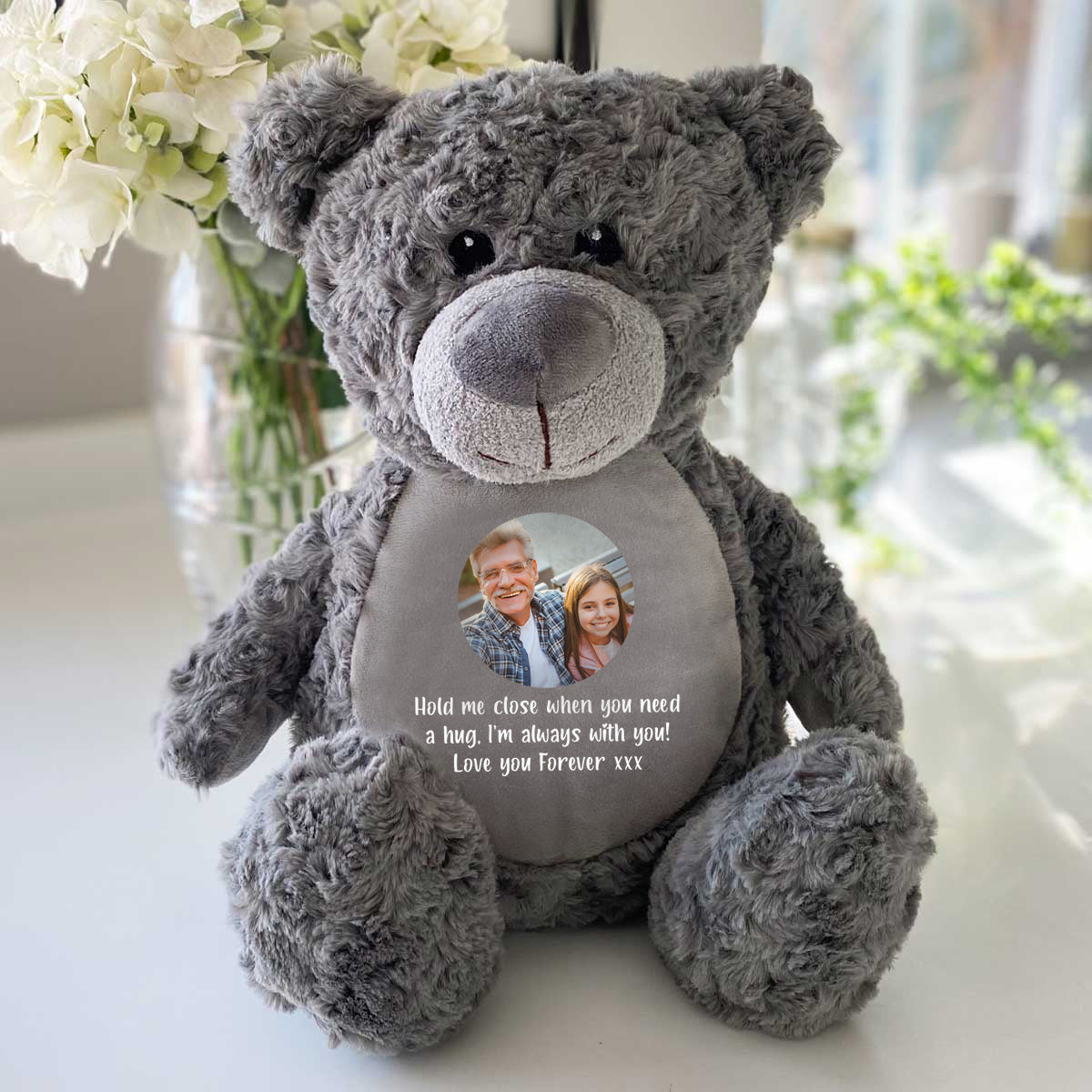 Personalised Photo Record-A-Voice Keepsake Memory Bear - Grey