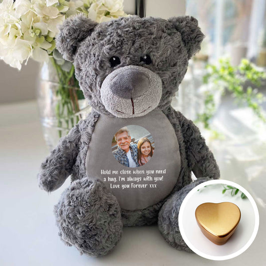 Personalised Photo Ashes Keepsake Memory Bear - Grey