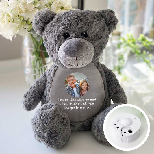 Personalised Photo Record-A-Voice Keepsake Memory Bear - Grey