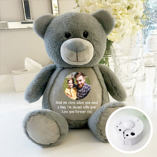 Personalised Photo Record-A-Voice Keepsake Memory Bear - Grey