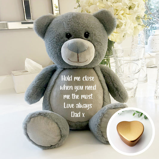 Personalised Ashes Keepsake Memory Bear - Grey