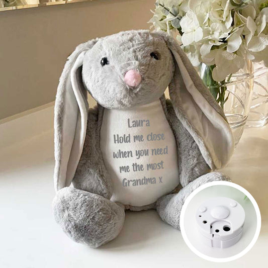 Personalised Record-A-Voice Keepsake Memory Bunny - Grey