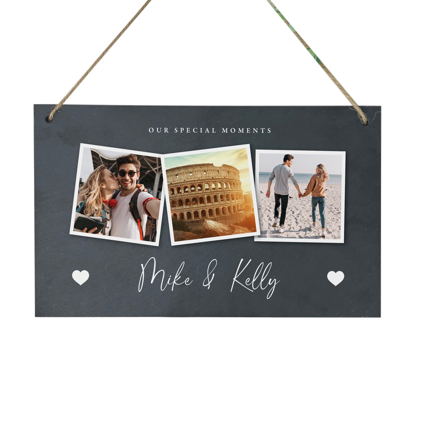 Personalised Couples Photo Slate Hanging Sign 25 x 15cm