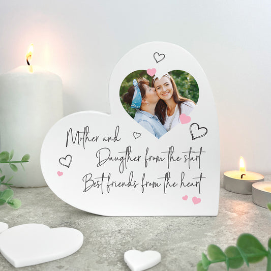 Personalised Mother & Daughter/Son Best Friends Photo White Freestanding Heart