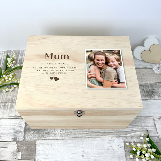 Personalised Memorial Photo Keepsake Box - 5 Sizes (16cm | 20cm | 26cm | 30cm | 36cm)