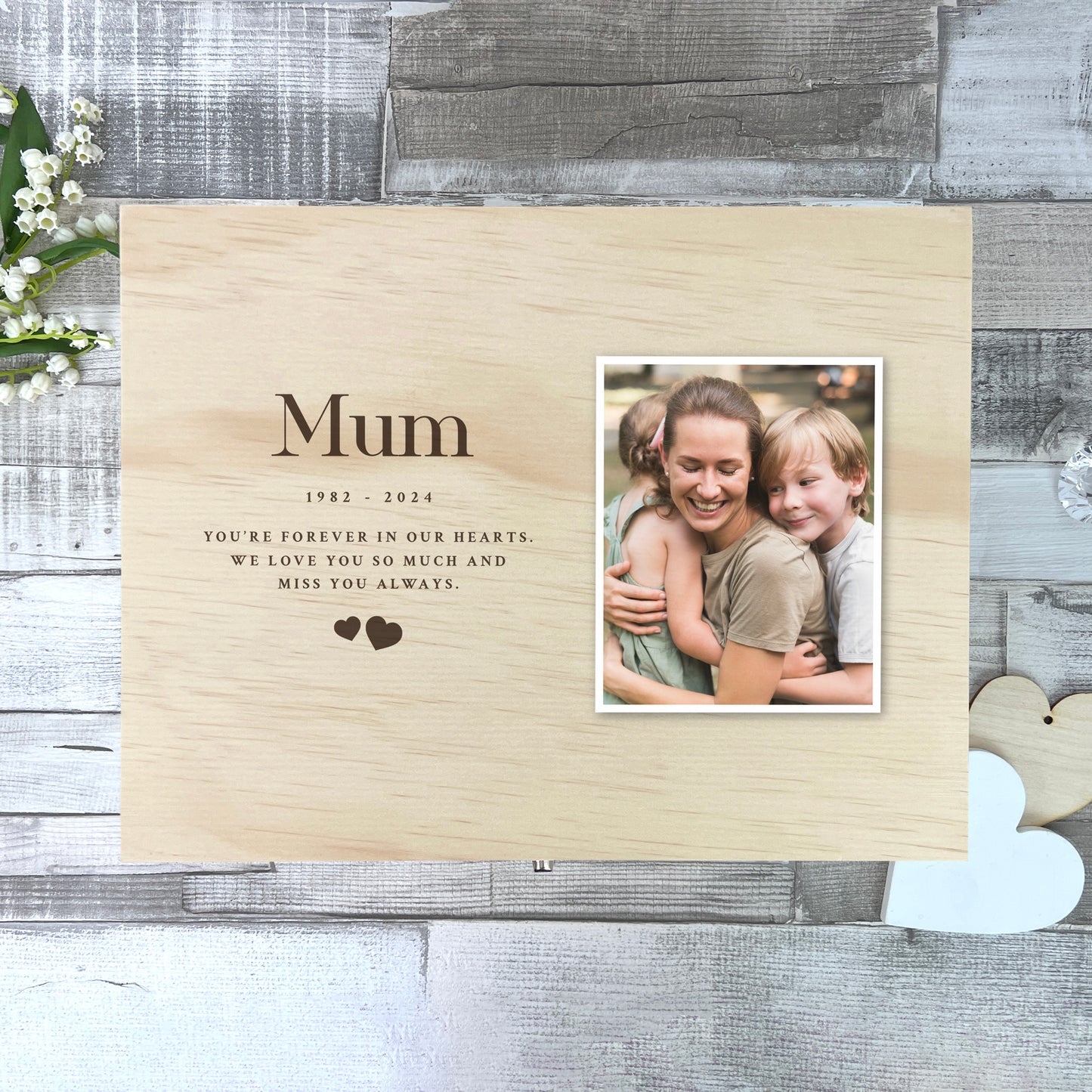 Personalised Memorial Photo Keepsake Box - 5 Sizes (16cm | 20cm | 26cm | 30cm | 36cm)