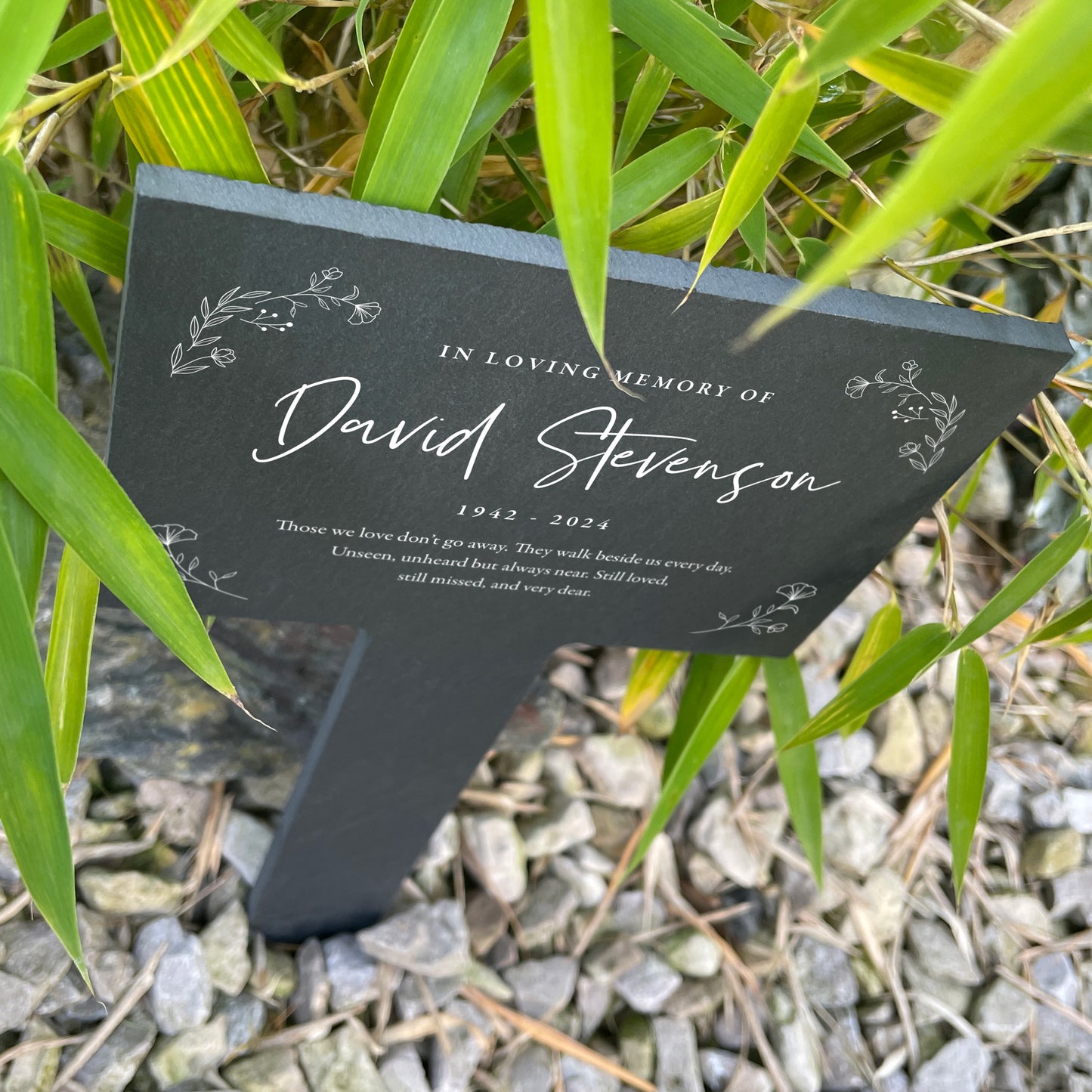 Personalised Large Wreath Memorial Slate Plant Marker