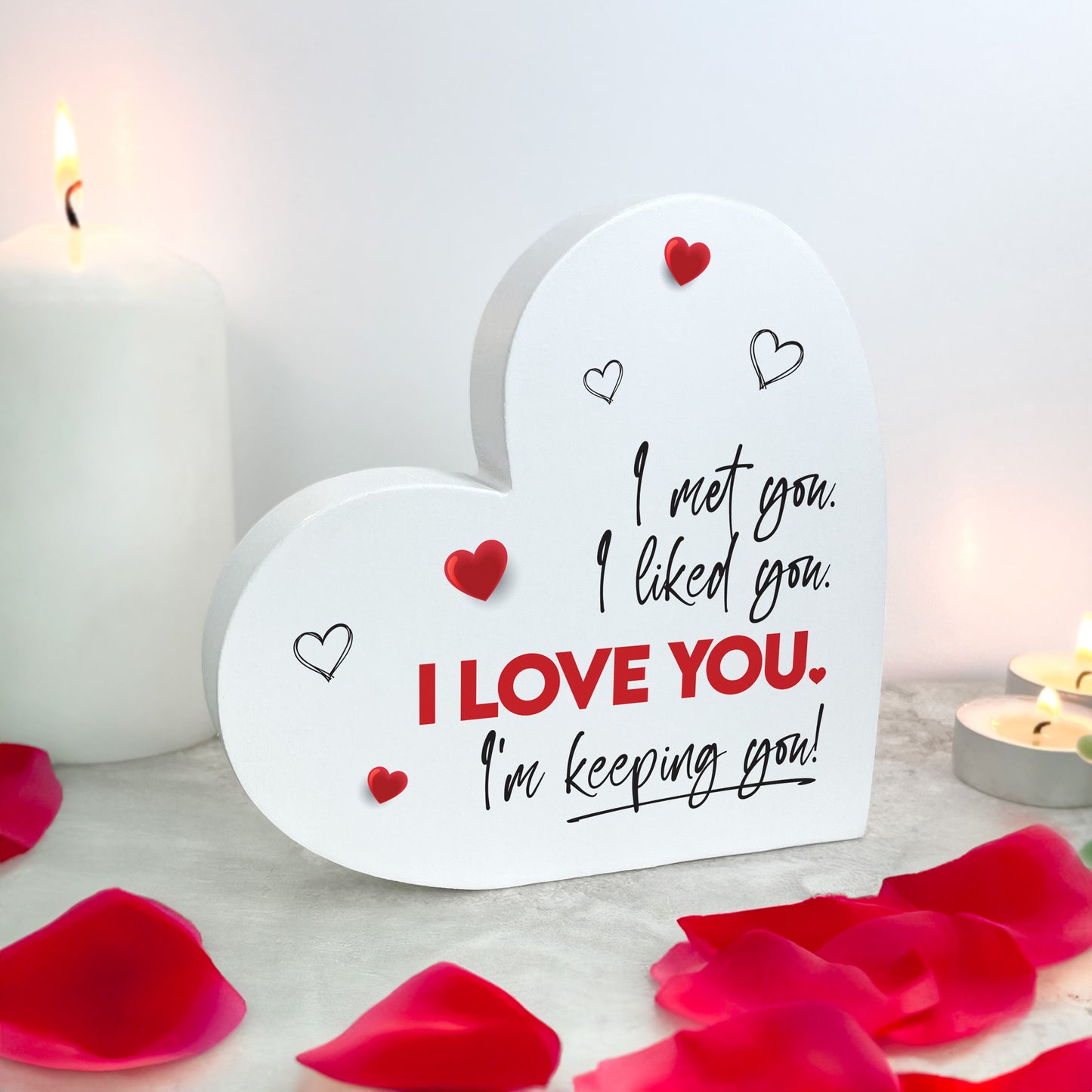 I'm Keeping You White Freestanding Heart – The Lovely Keepsake Company