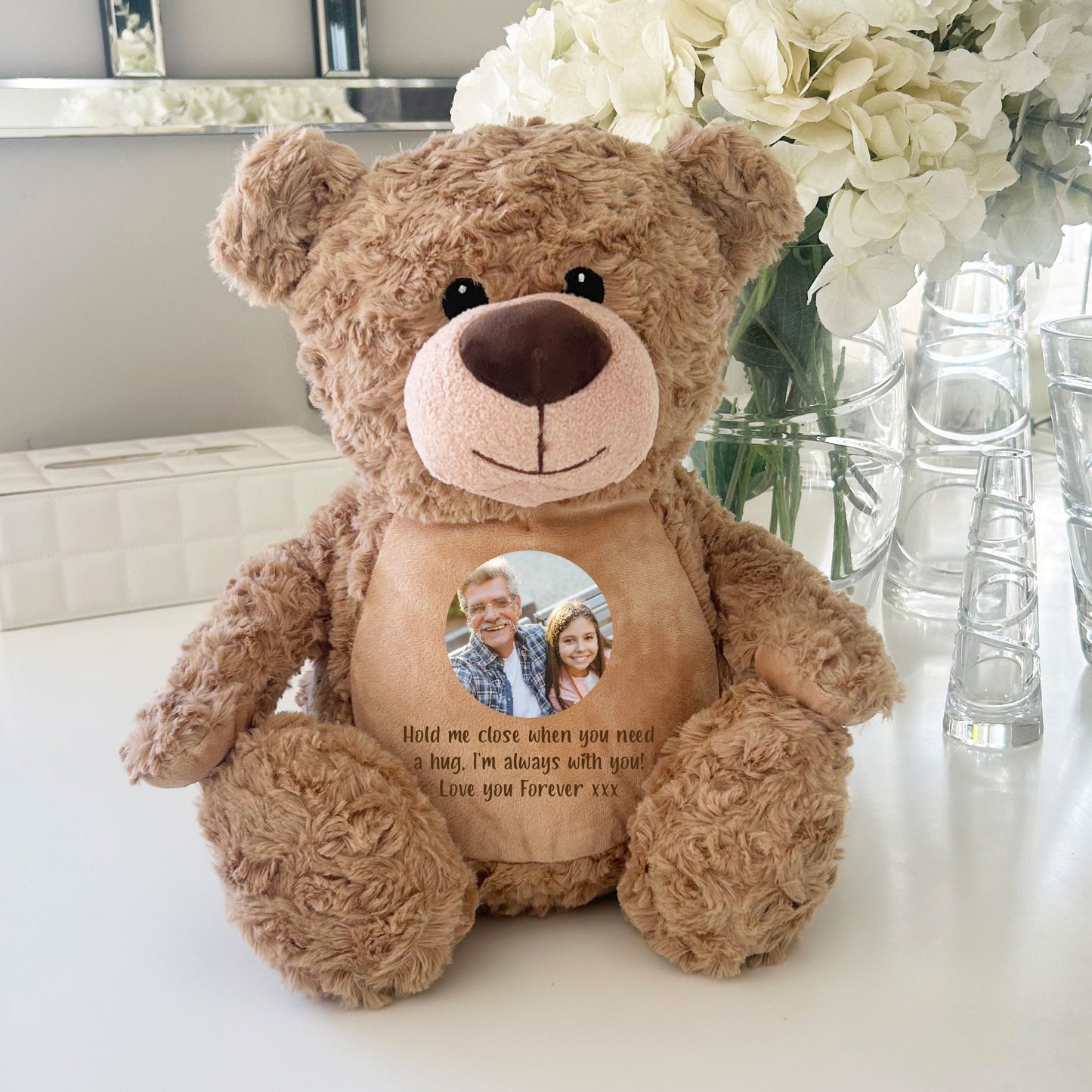 Personalised Photo Ashes Keepsake Memory Bear - Light Brown