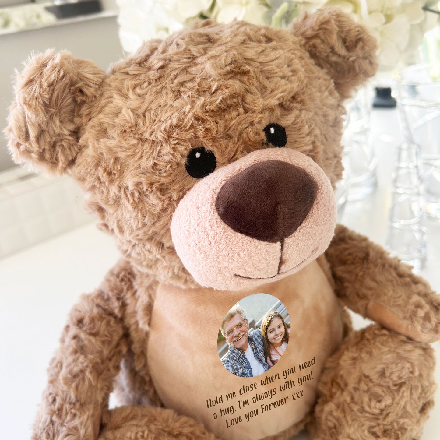 Personalised Photo Ashes Keepsake Memory Bear - Light Brown