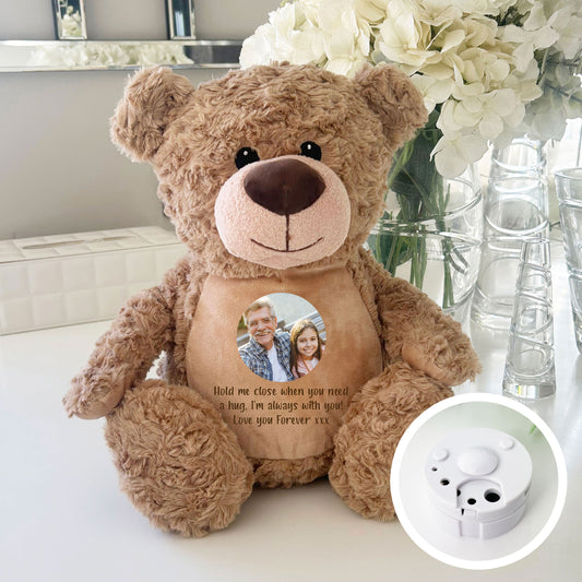 Personalised Photo Record-A-Voice Keepsake Memory Bear - Light Brown