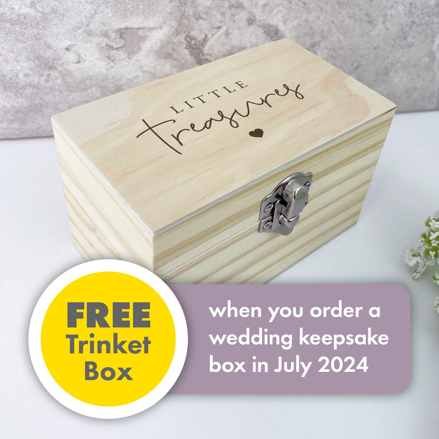 Personalised Wooden Wedding Keepsake Memory Box - 5 Sizes (16cm | 20cm | 26cm | 30cm | 36cm)