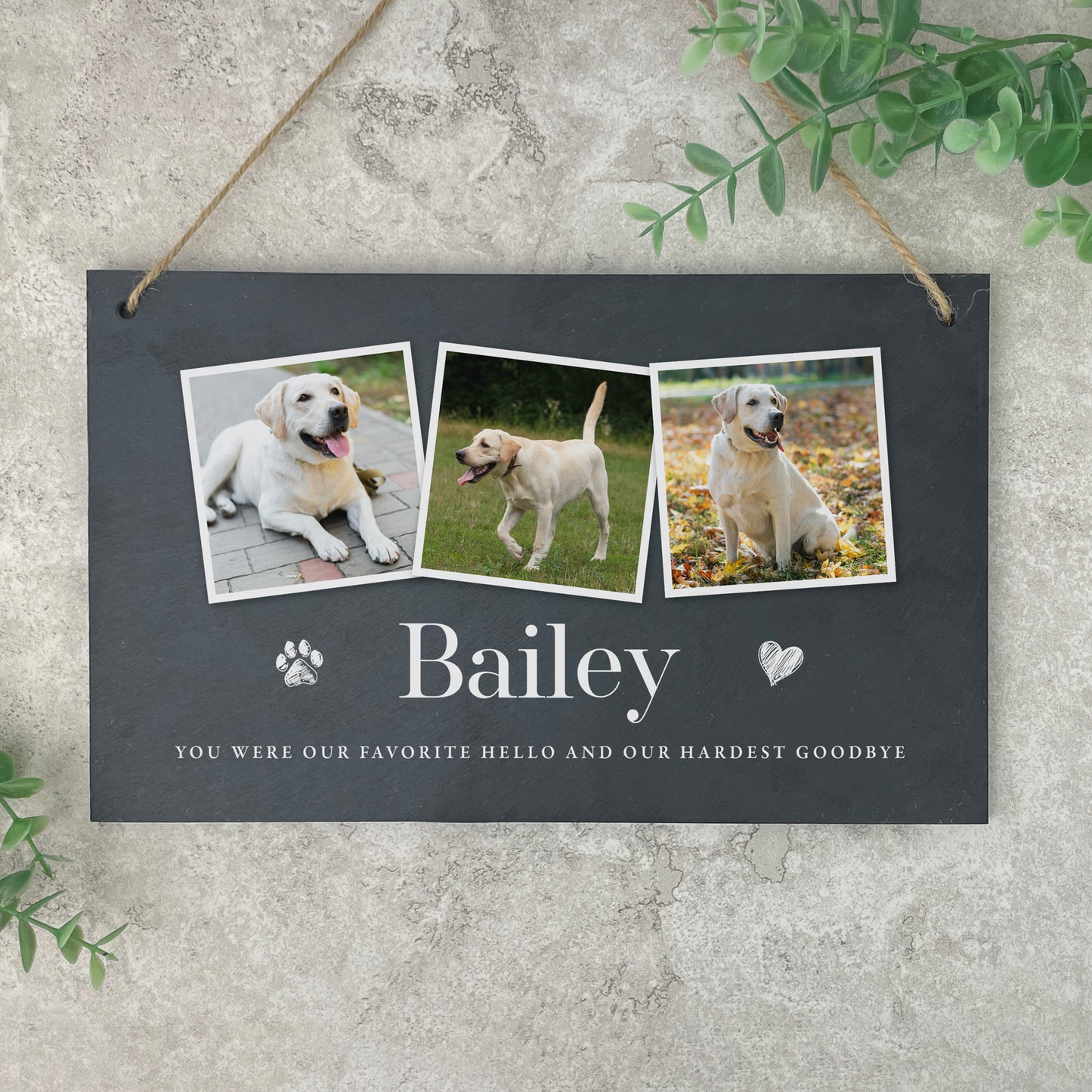 Personalised Pet Photo Slate Hanging Plaque 25 x 15cm