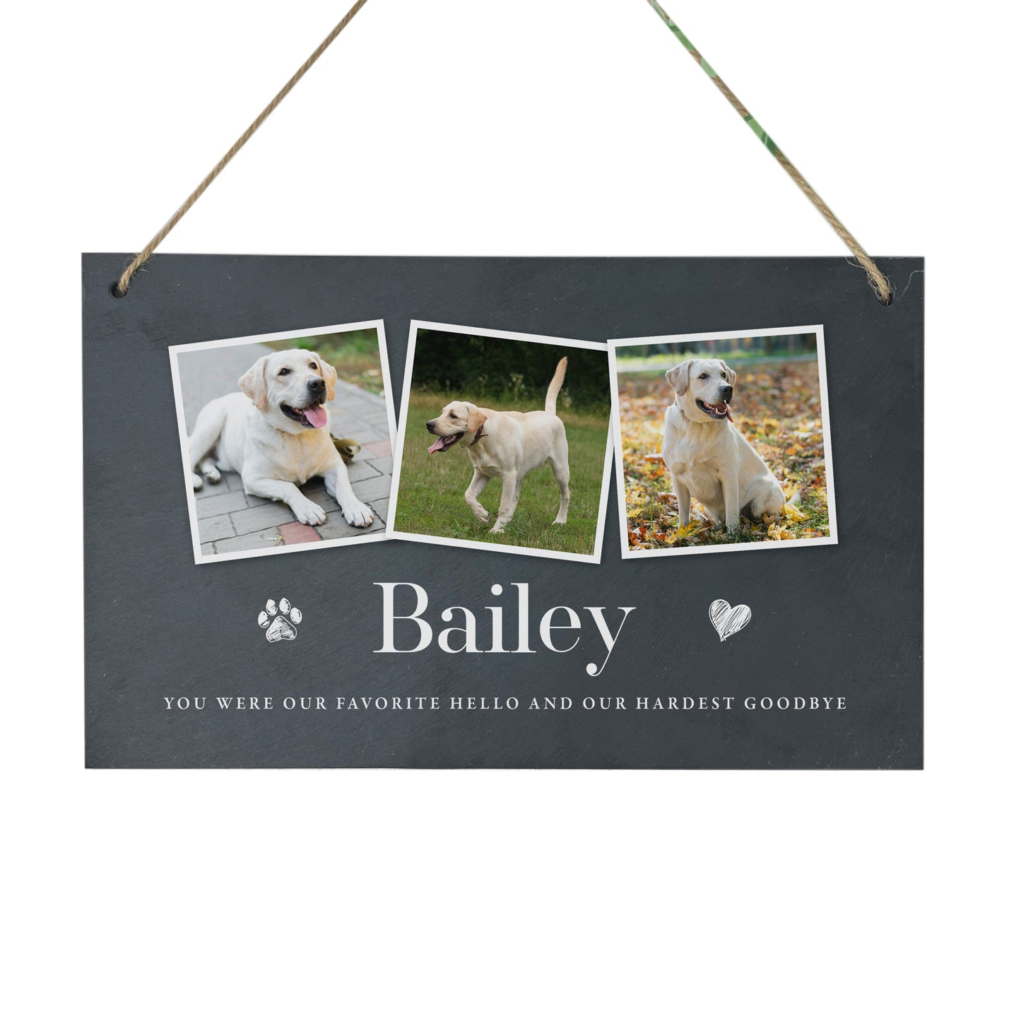 Personalised Pet Photo Slate Hanging Plaque 25 x 15cm