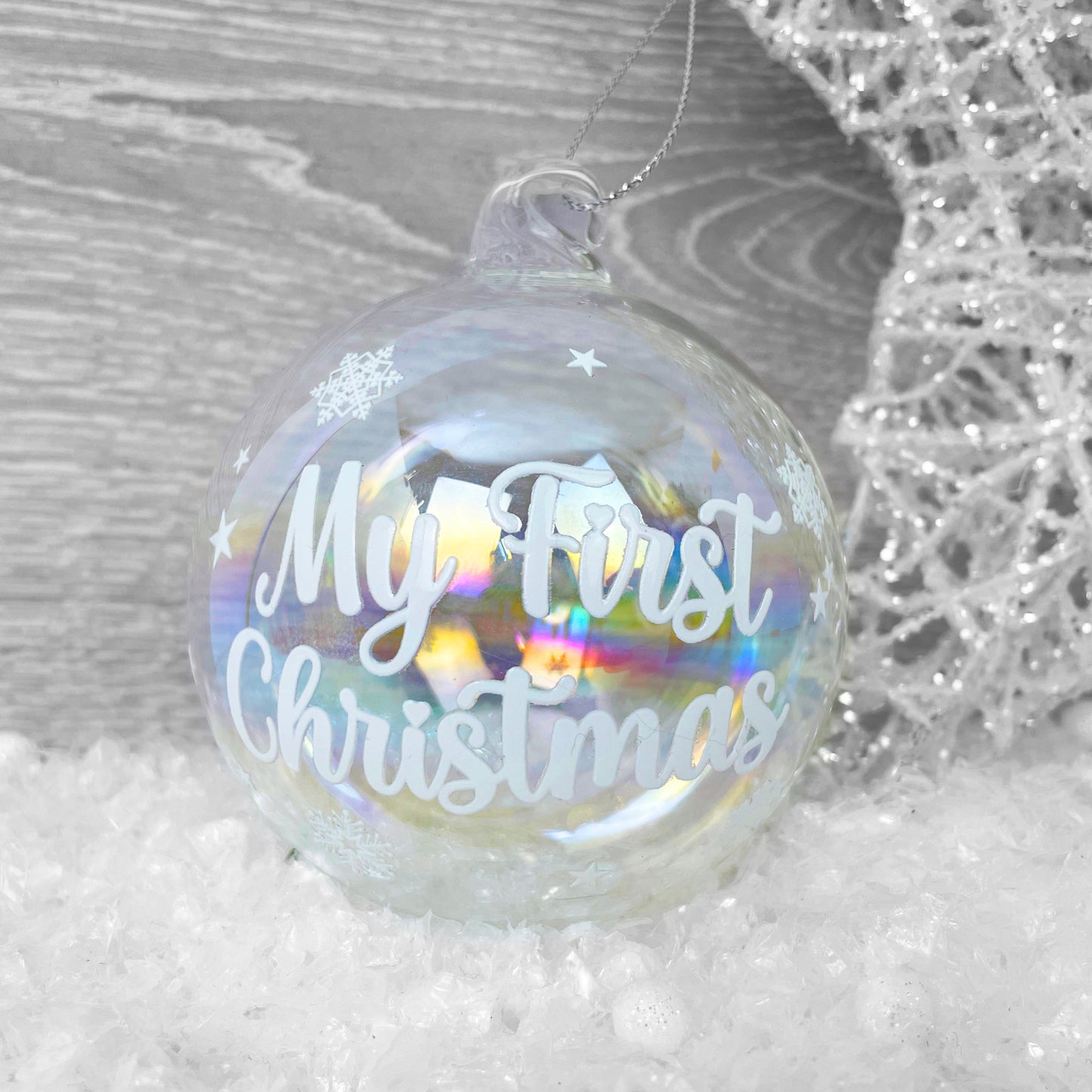 Personalised My First Christmas Iridescent Glass Bauble