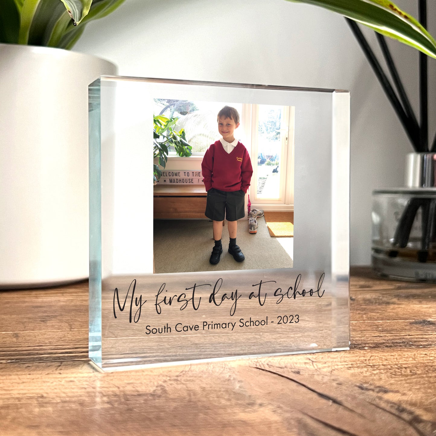 Personalised School Photo Freestanding Crystal Token