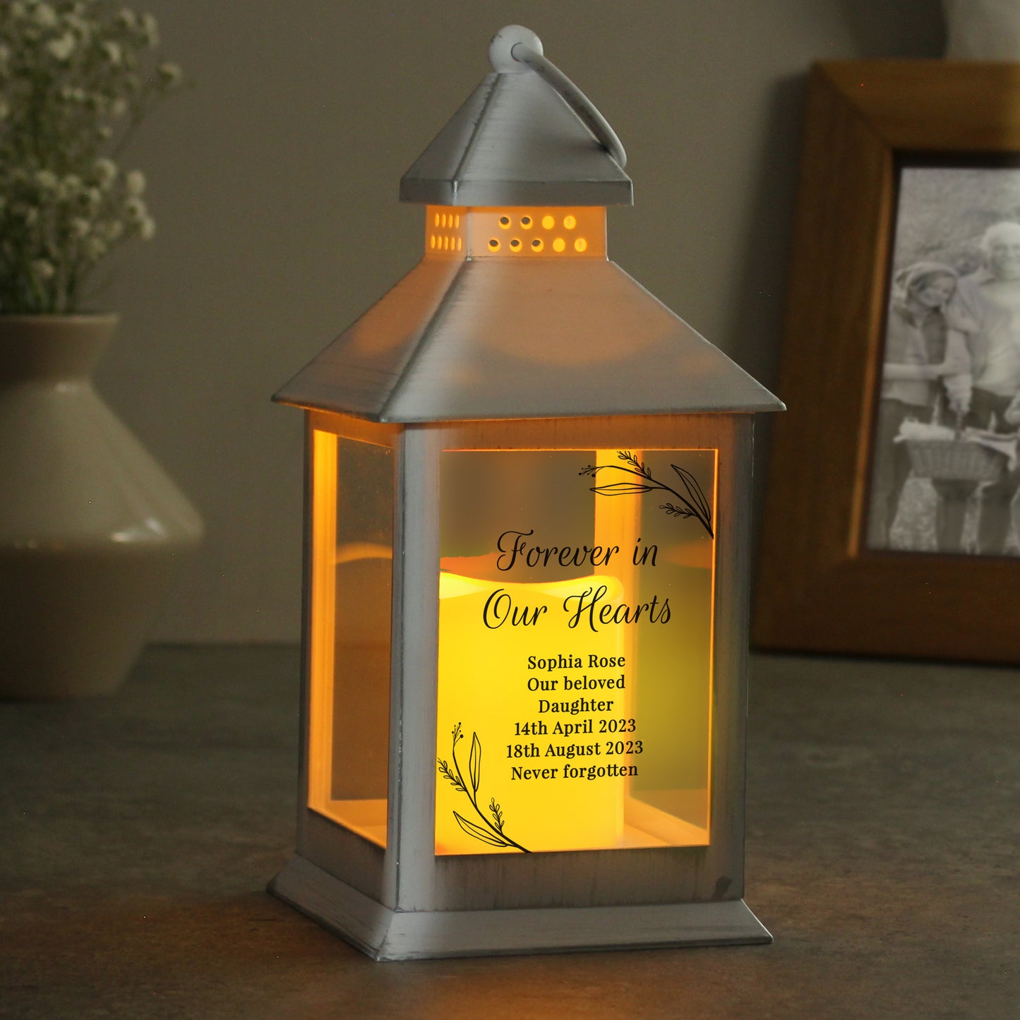 Personalised Memorial White Lantern