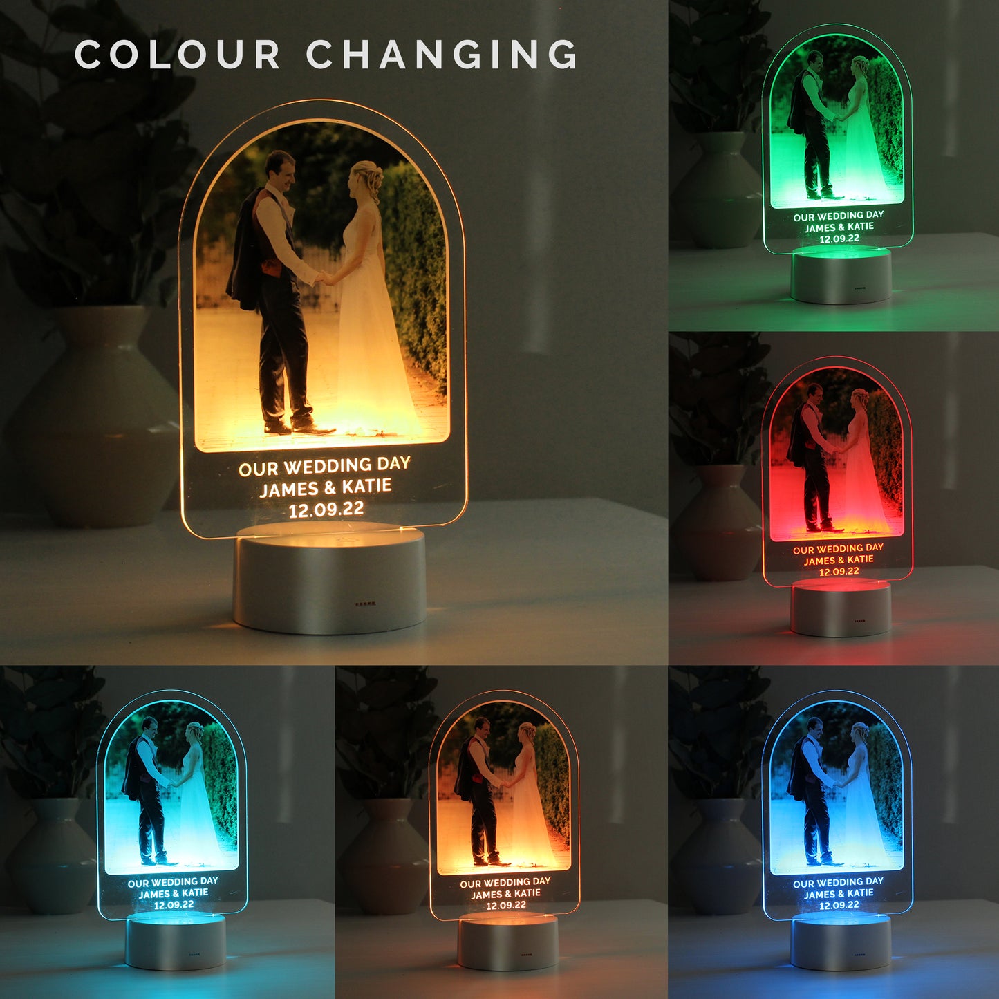 Personalised Free Text & Photo Upload Acrylic LED Colour Changing Light