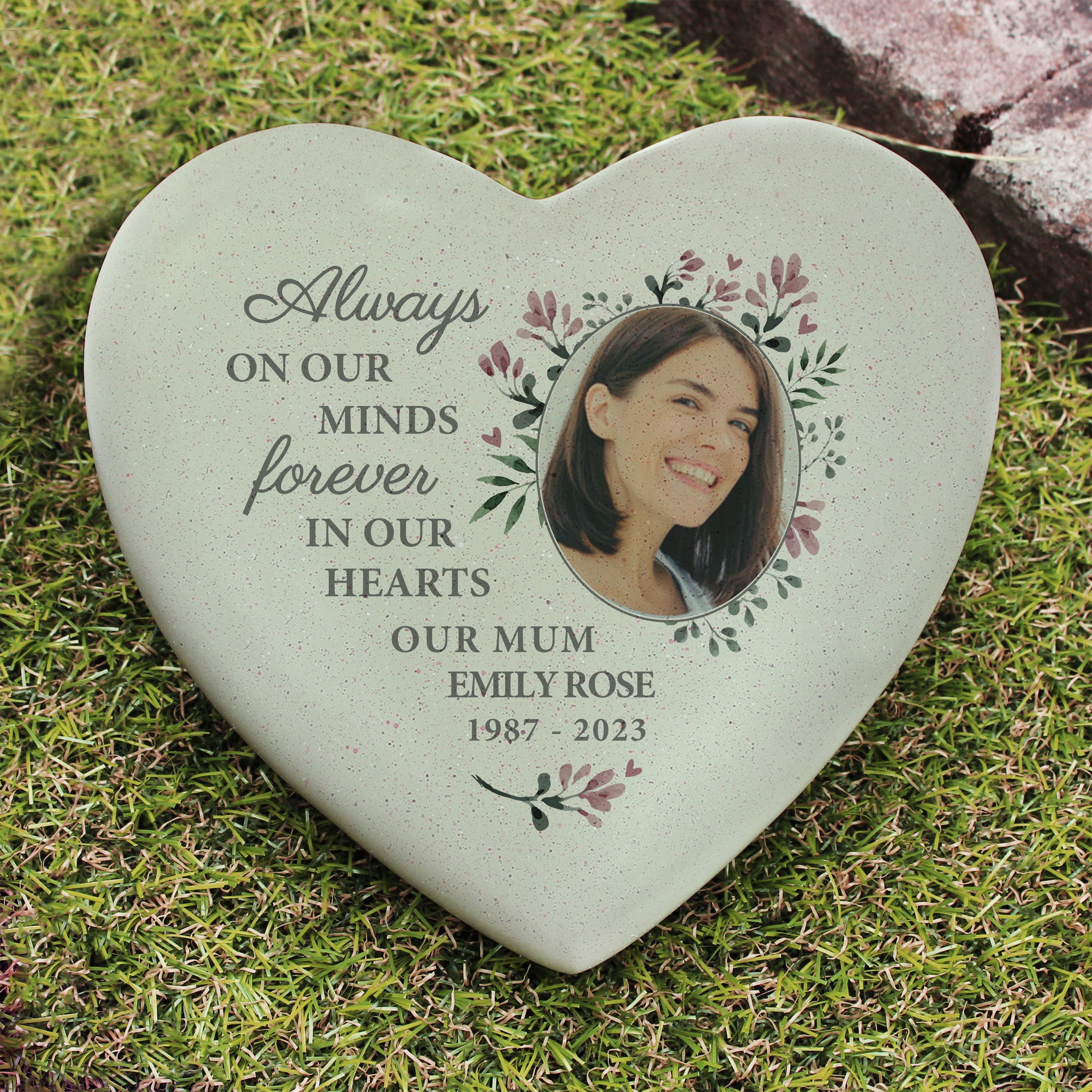 Personalised Floral Memorial Resin Heart Shape With Photo Upload – The ...