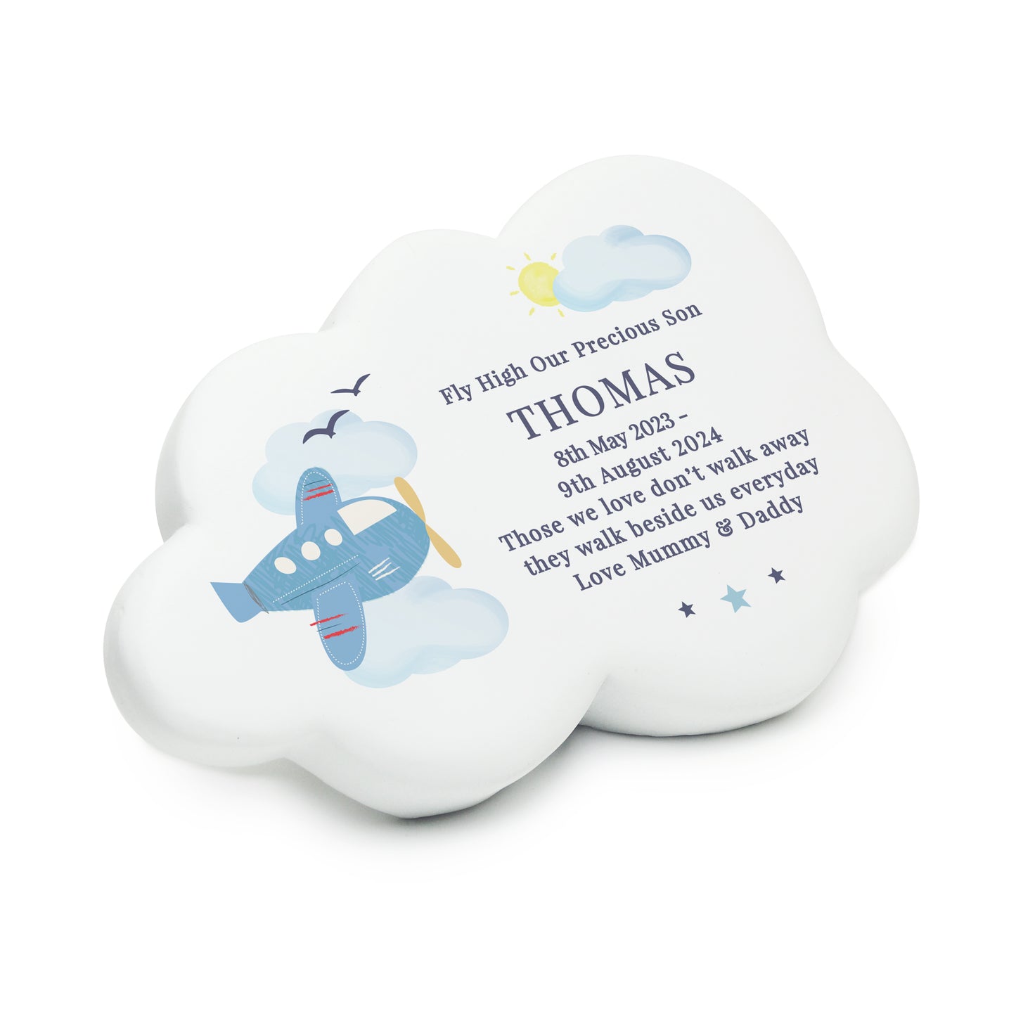 Personalised Plane Resin Memorial Cloud