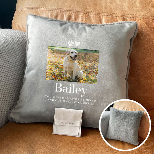 Personalised One Photo Pet Memorial Ashes Faux Fur Cuddle Cushion