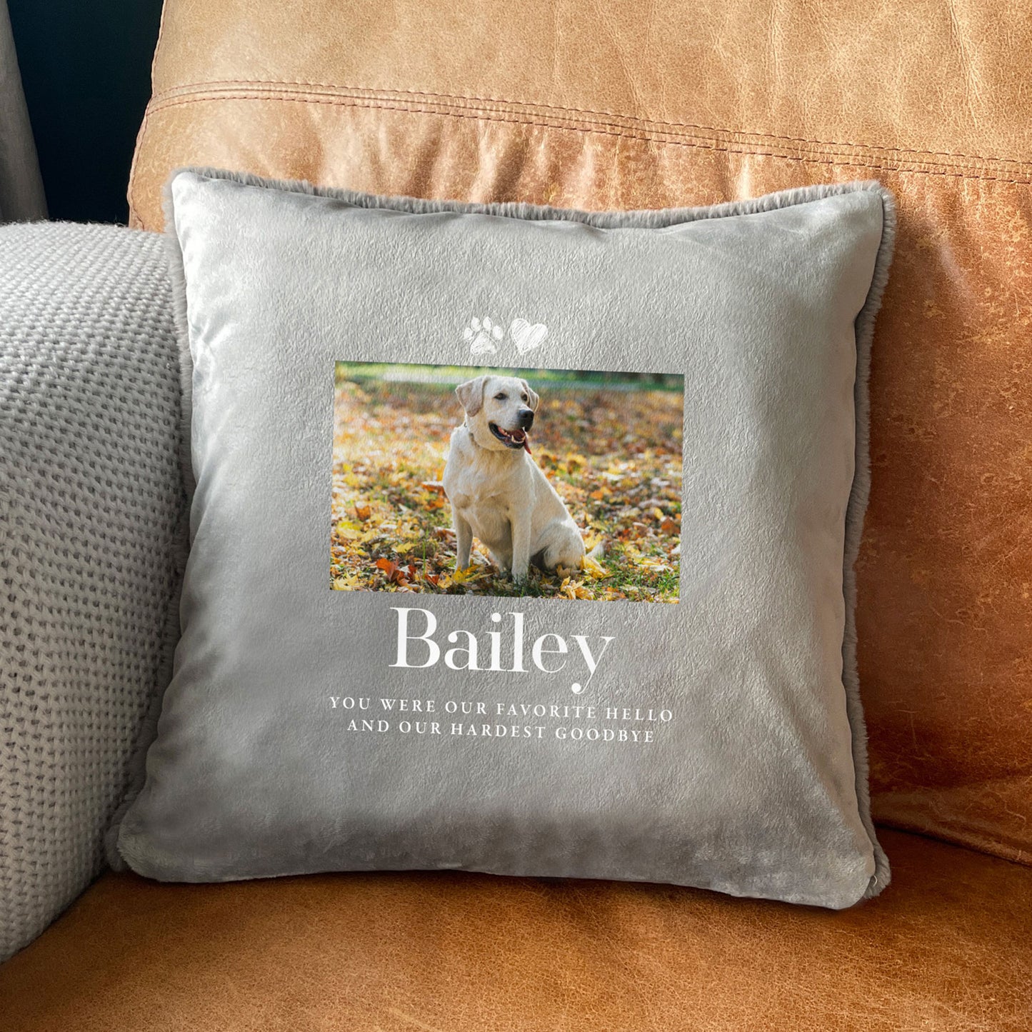 Personalised One Photo Pet Memorial Ashes Faux Fur Cuddle Cushion