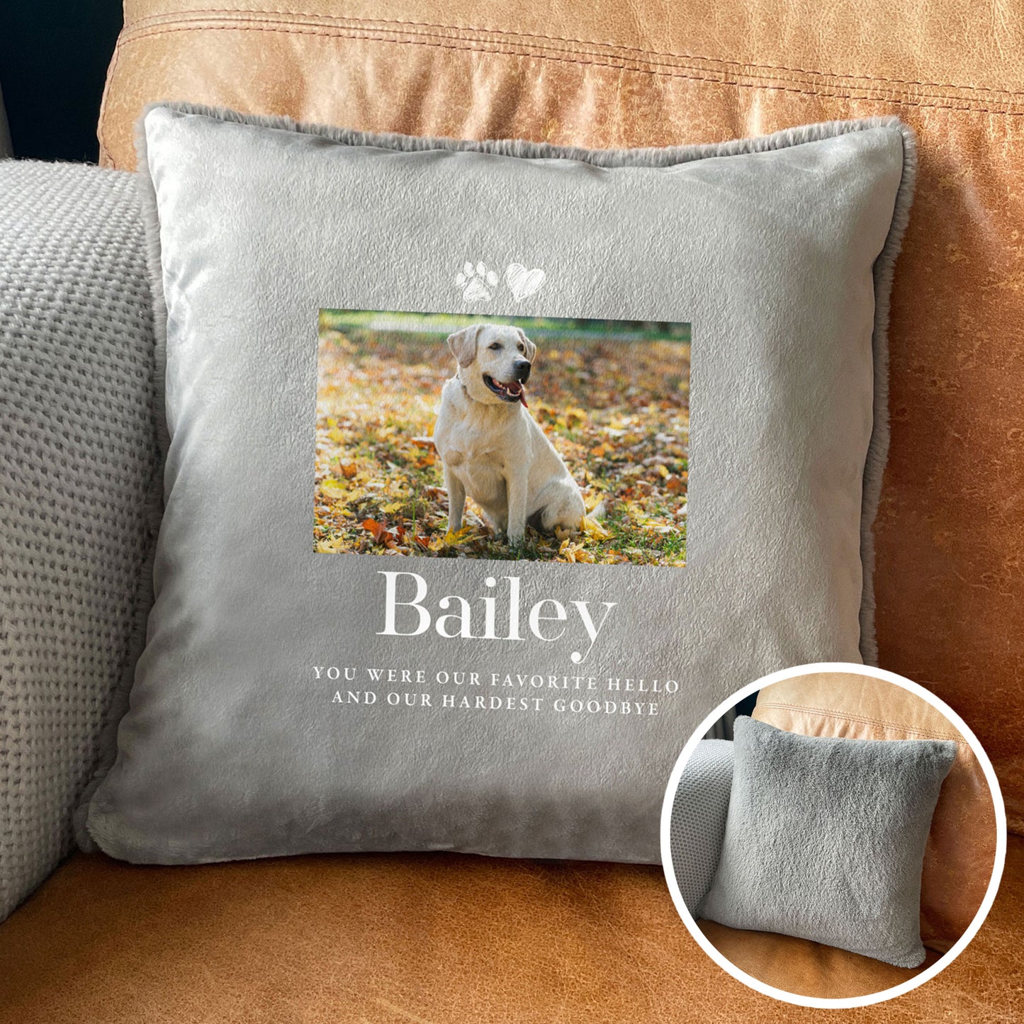 Personalised One Photo Any Message Pet Faux Fur Cuddle Cushion