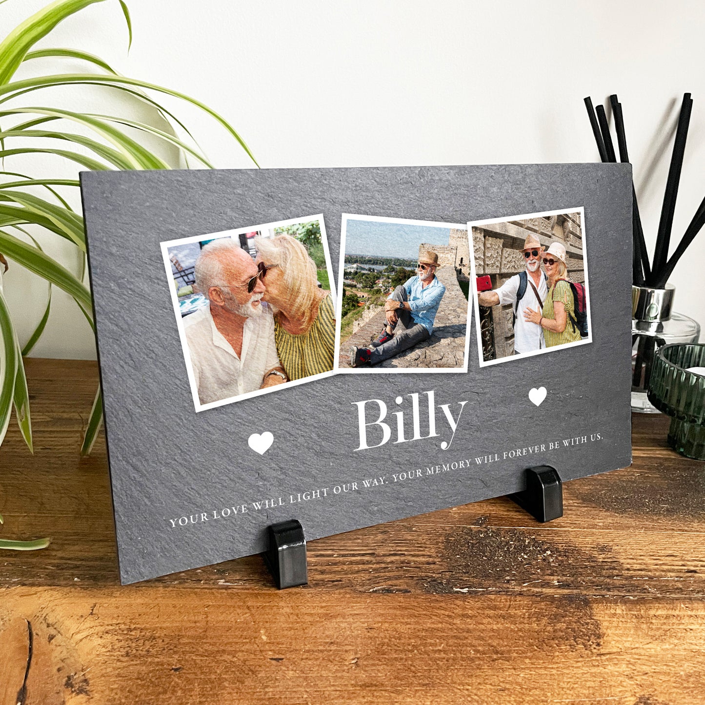 Personalised Memorial Photo Slate With Stand 25 x 15cm