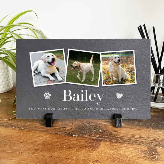 Personalised Pet Photo Slate With Stand 25 x 15cm