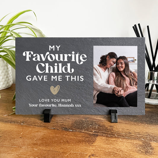 Personalised My Favourite Child Gave Me This Photo Slate With Stand 25 x 15cm