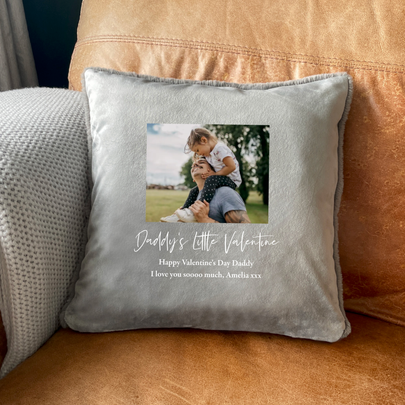 Personalised Any Message One Photo Faux Fur Cuddle Cushion