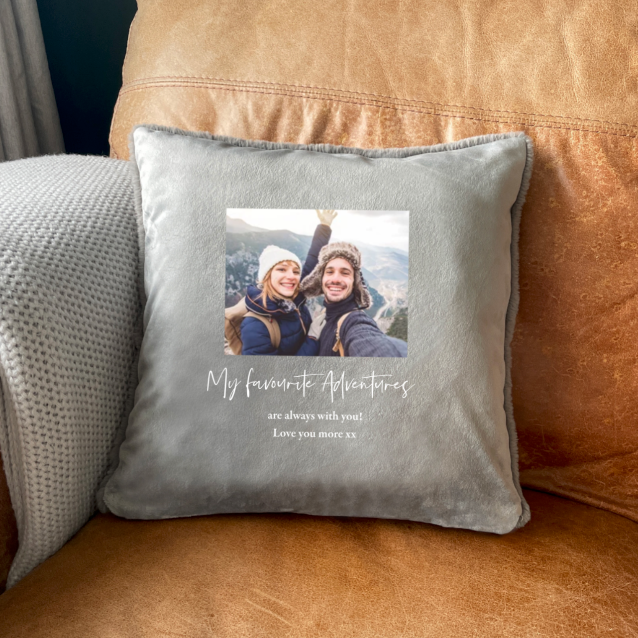 Personalised Any Message One Photo Faux Fur Cuddle Cushion