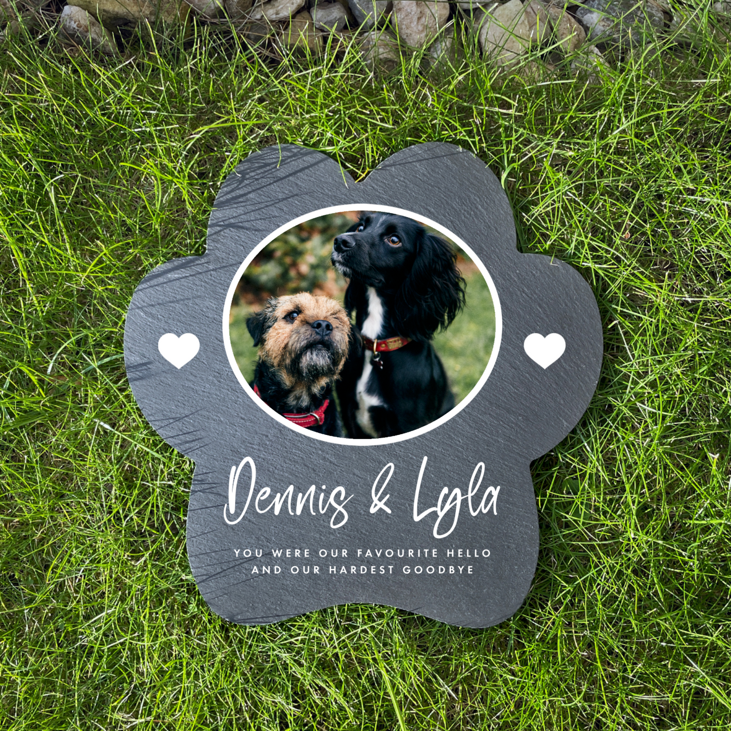 Personalised Slate One Photo Pet Paw Shaped Grave Marker 20 x 20cm