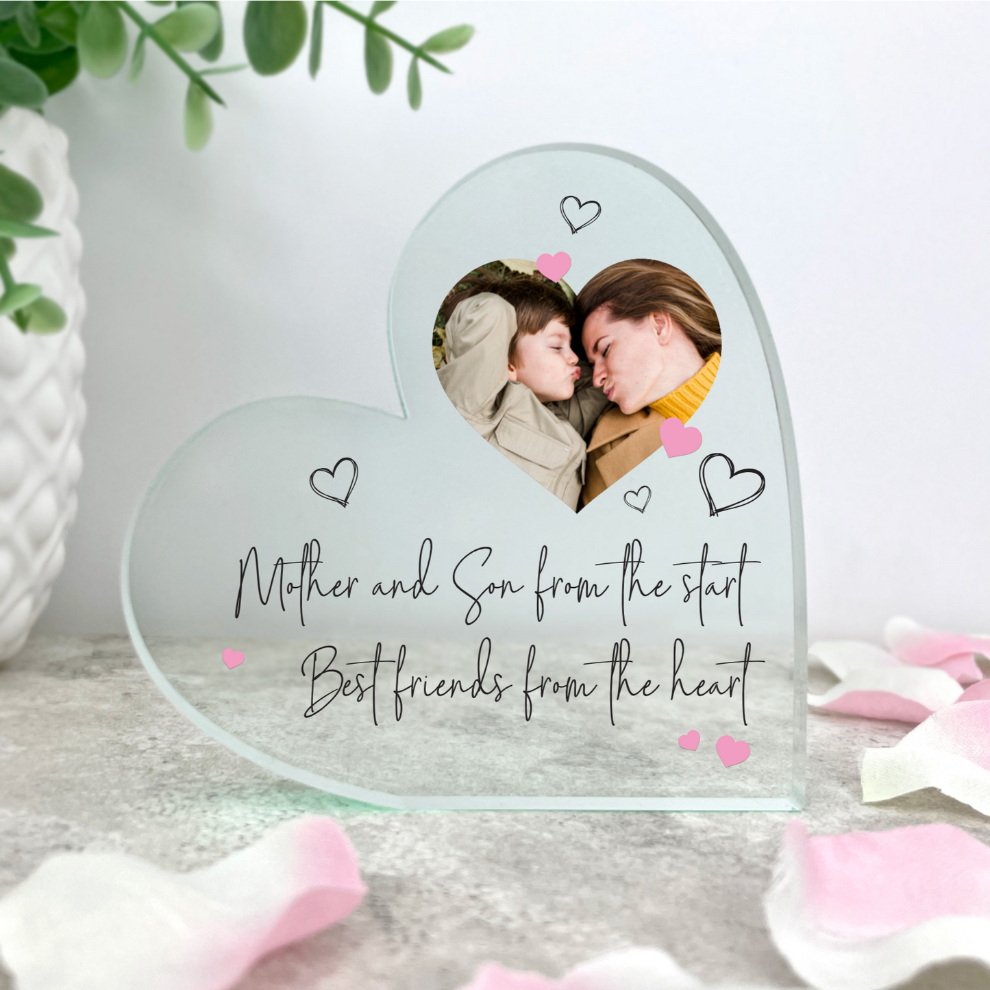 Personalised Mother & Daughter/Son Best Friends Photo Acrylic Freestanding Heart