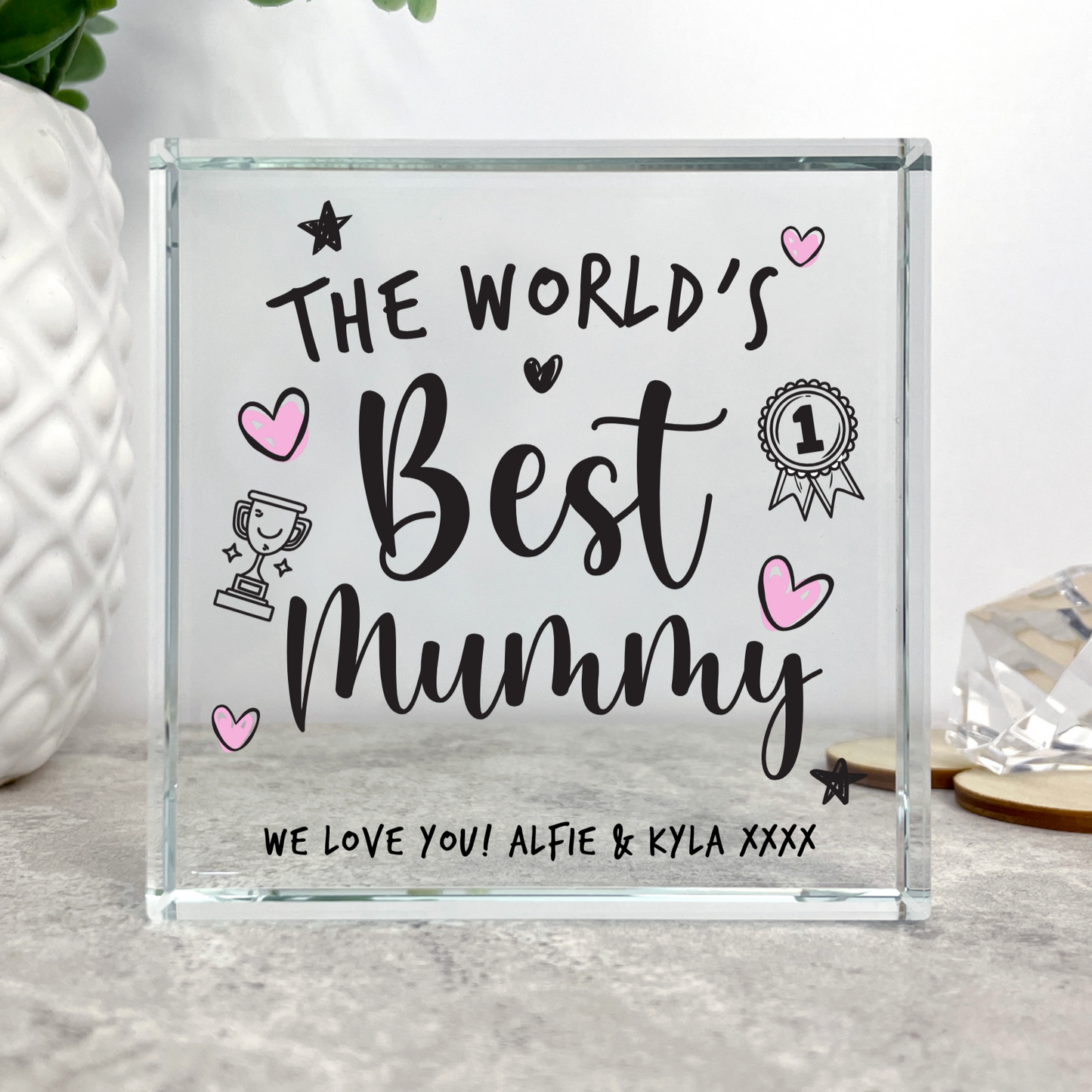 Personalised The World's Best Mum Crystal Token