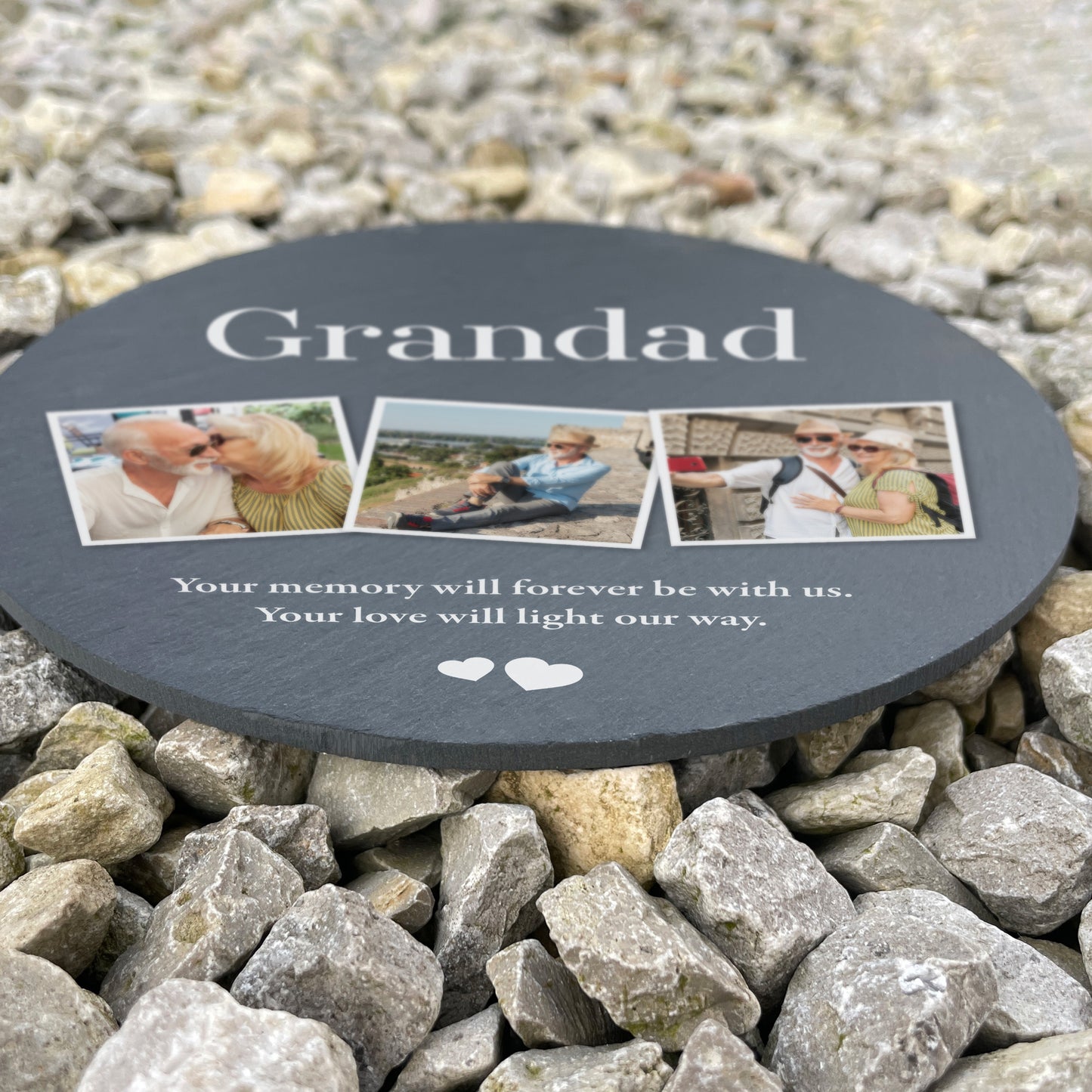 Personalised Photo Memorial Slate Circular Grave Marker