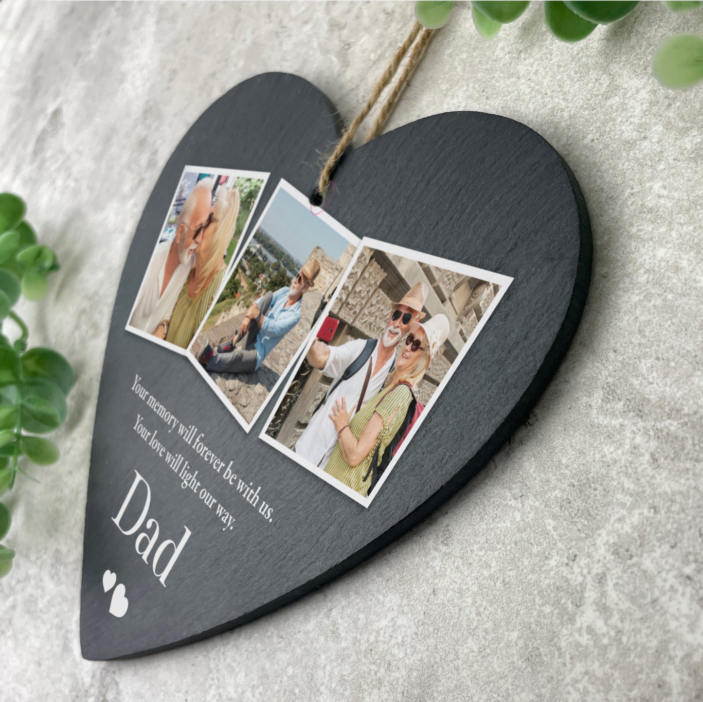 Personalised Photo Memorial Slate Hanging Heart Decoration 15 x 16cm