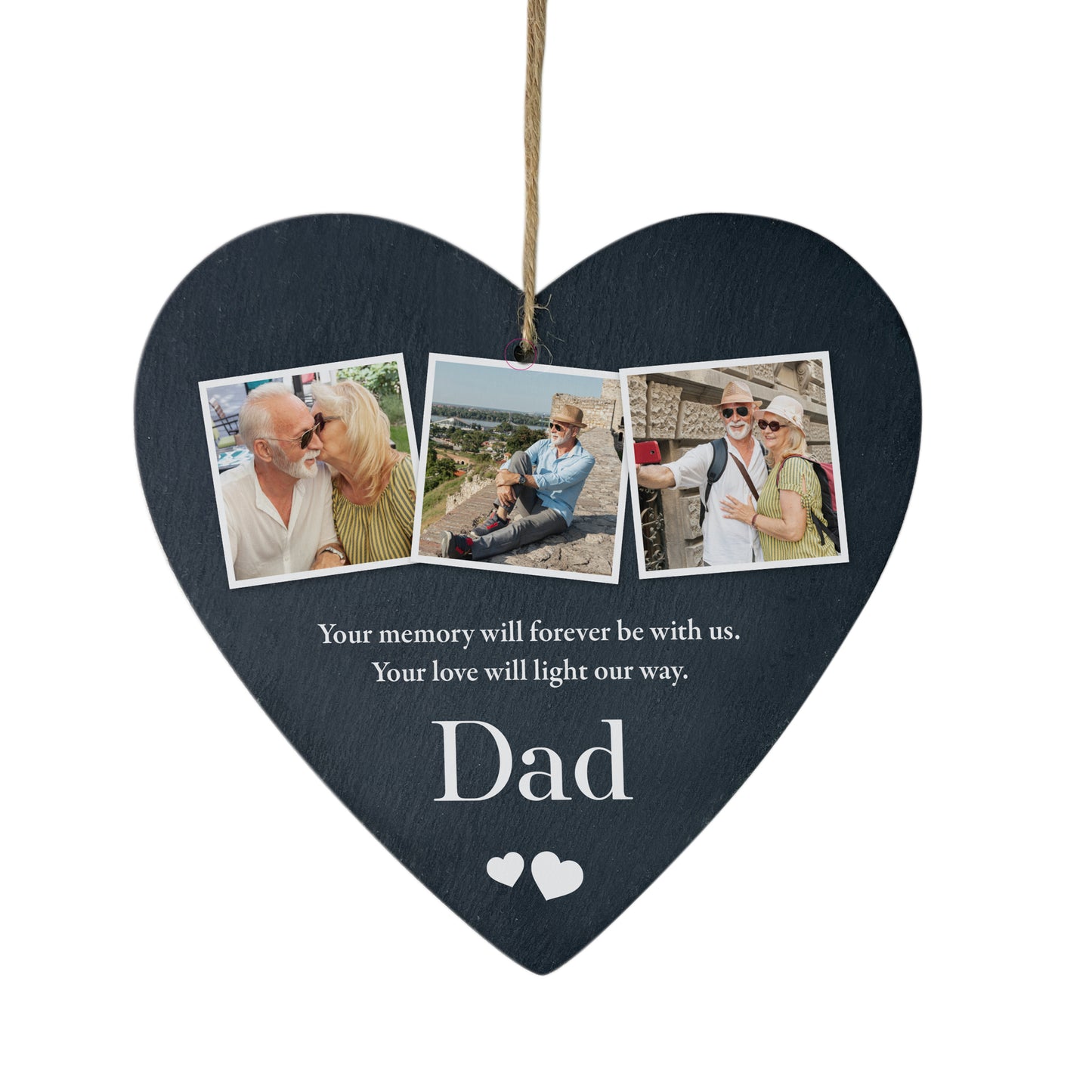 Personalised Photo Memorial Slate Hanging Heart Decoration 15 x 16cm