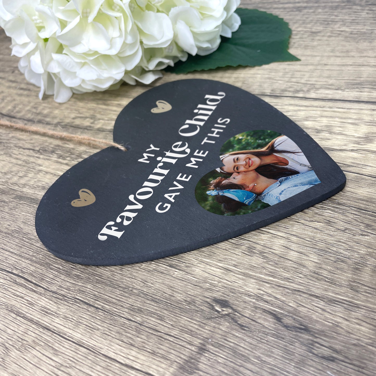 Personalised My Favourite Child Gave Me This Photo Slate Hanging Heart