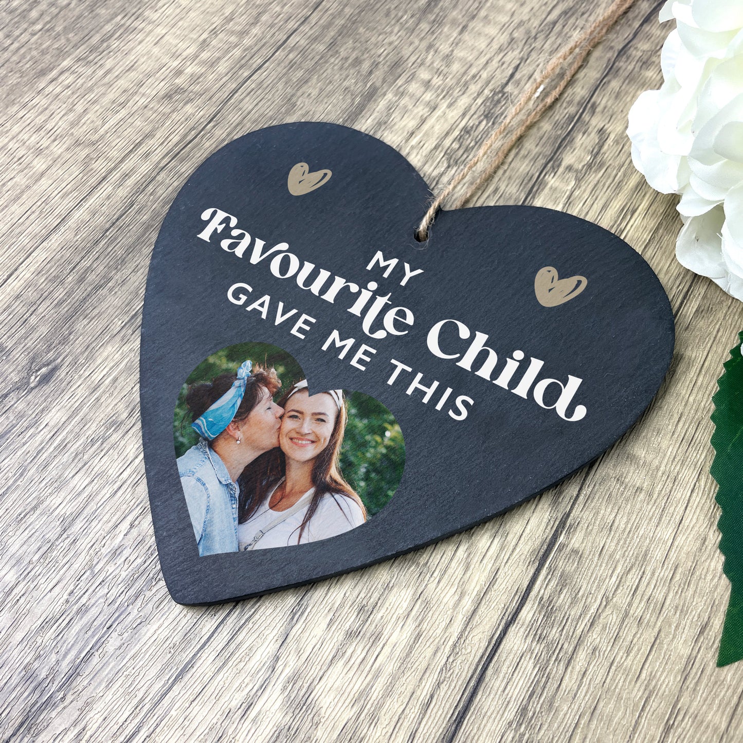 Personalised My Favourite Child Gave Me This Photo Slate Hanging Heart