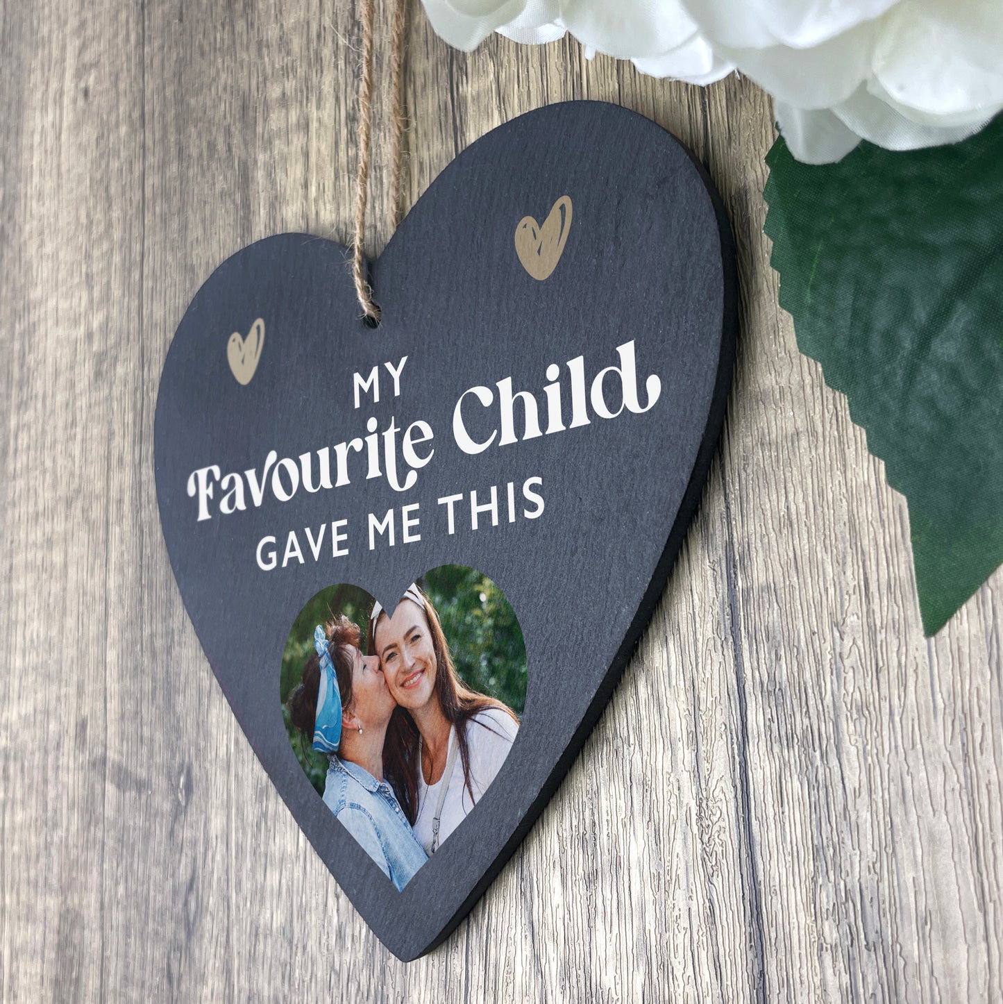 Personalised My Favourite Child Gave Me This Photo Slate Hanging Heart