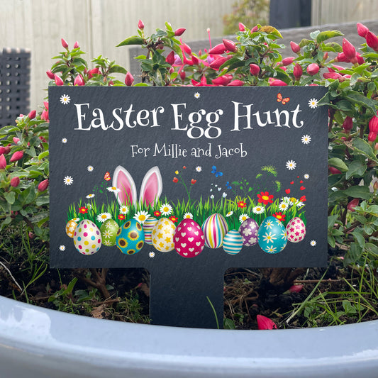 Personalised Colourful Easter Slate Garden Marker