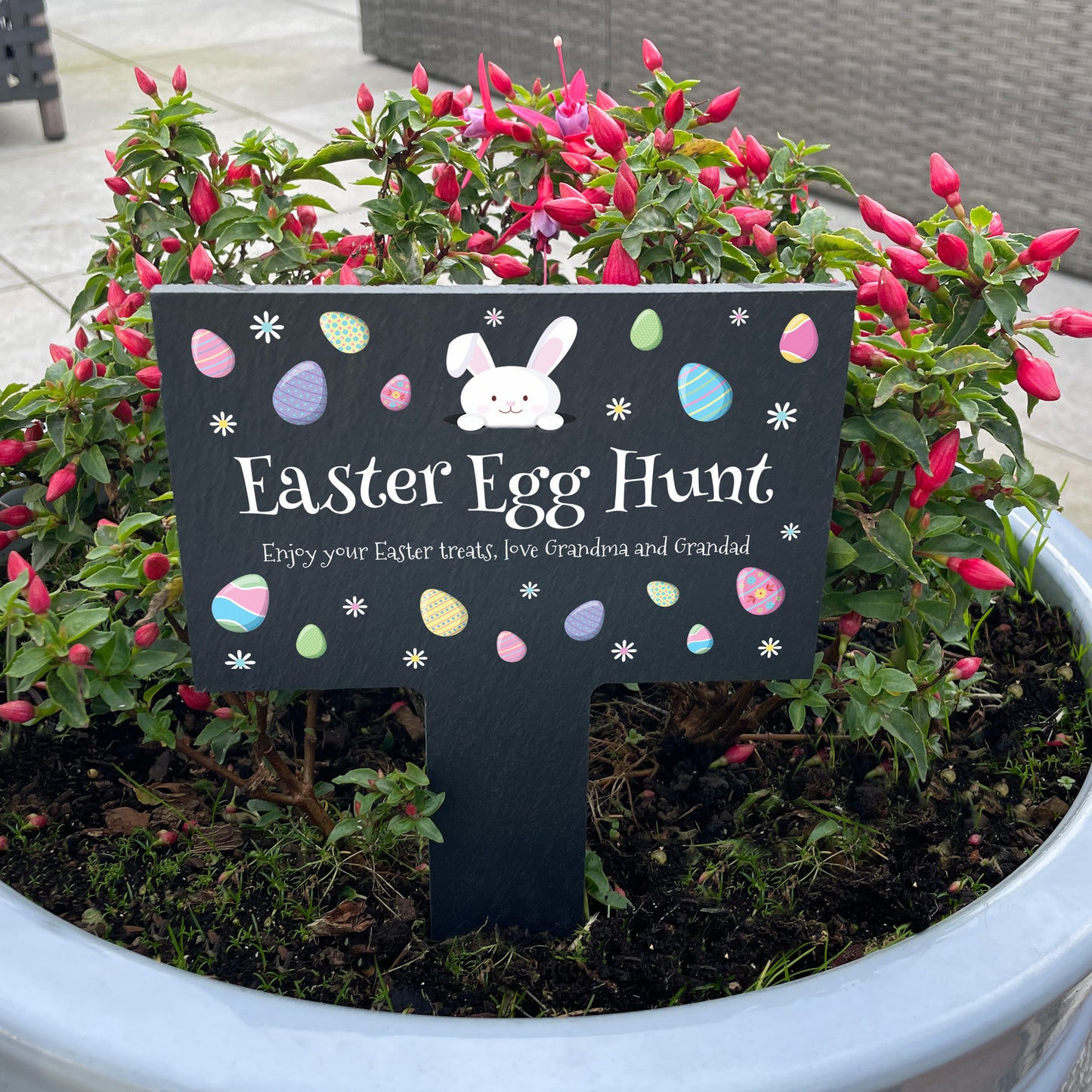 Personalised Pastel Easter Eggs Slate Garden Marker