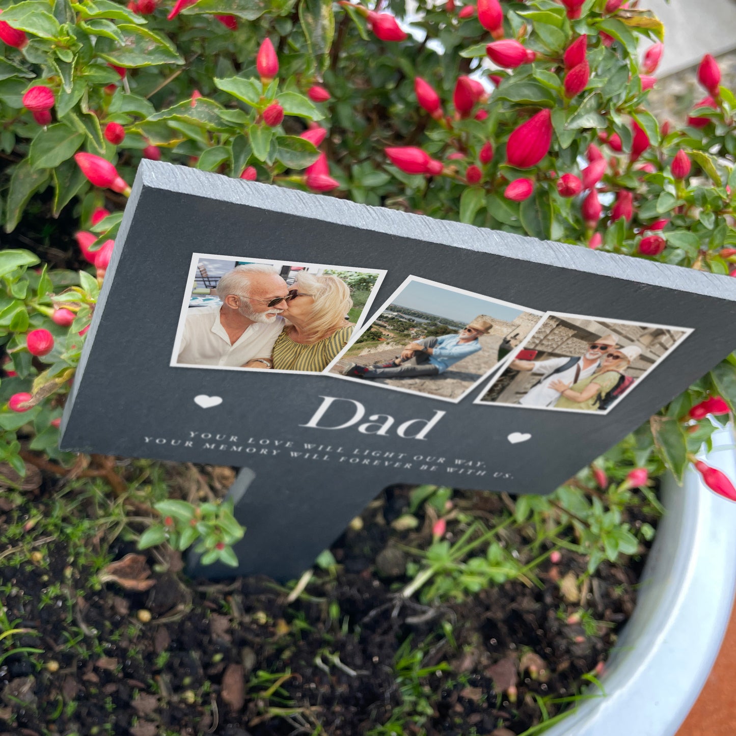 Personalised Large Photo Memorial Slate Plant Marker