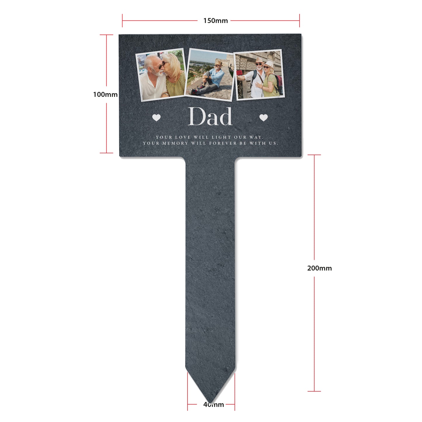 Personalised Large Photo Memorial Slate Plant Marker