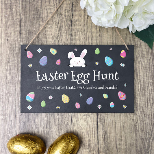 Personalised Pastel Easter Eggs Slate Hanging Sign 25 x 15cm