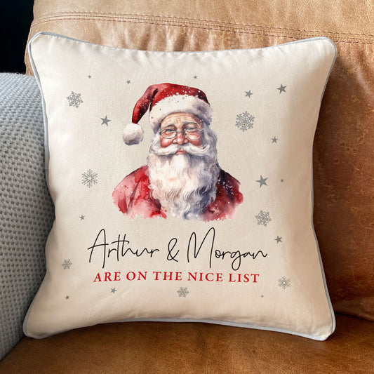 Personalised Any Message Traditional Santa Cotton Cushion