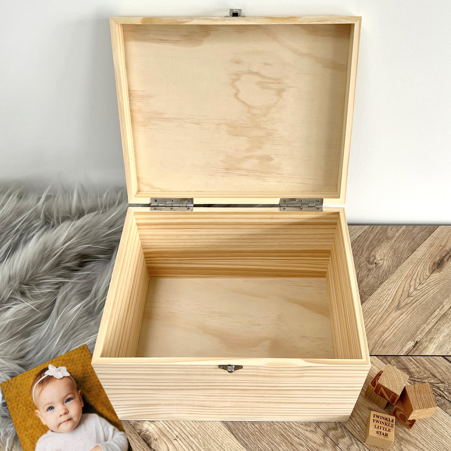 Personalised Twinkle Twinkle New Baby Keepsake Box - 5 Sizes (16cm | 20cm | 26cm | 30cm | 36cm)