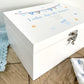 Personalised Blue Garland New Baby White Wooden Keepsake Memory Box - 3 Sizes (22cm | 27cm | 30cm)